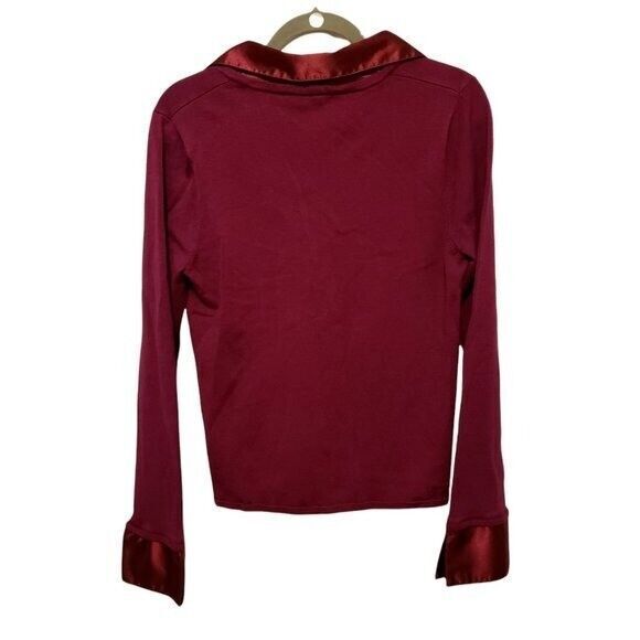 Apt. 9 Womens Sz L Purple Solid Long Sleeve Collared Blouse Shirt - Picture 3 of 9